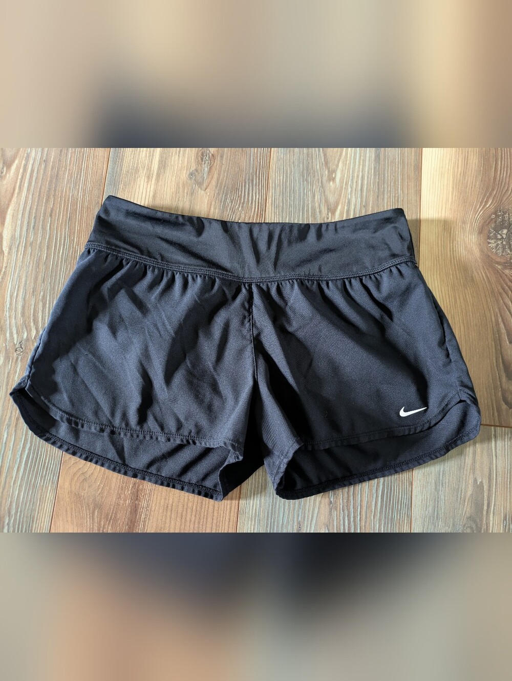 Nike Solid Black & White Logo Athletic Running Shorts Built-In Liner Women's SML